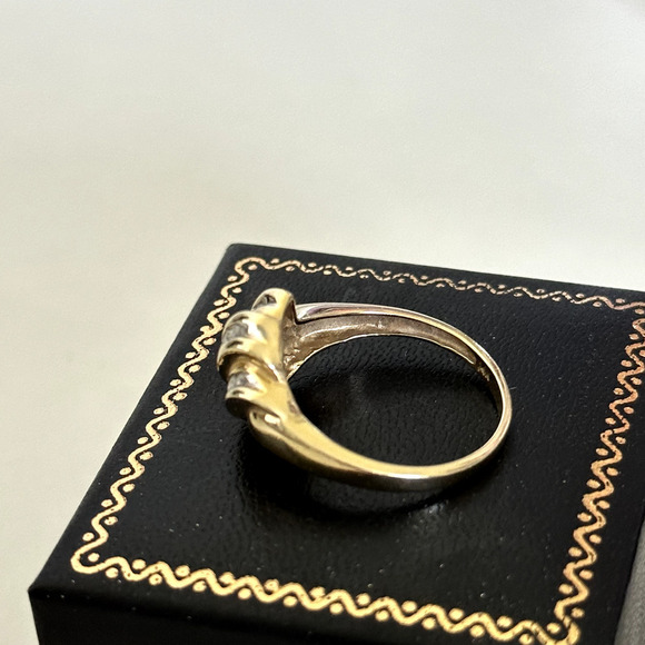 14K Yellow Gold Natural Diamonds Triple Row Wave Ladies Band Ring Size 10 - Picture 5 of 16